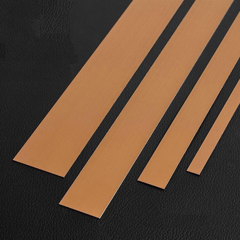 3 m Self-Adhesive Flexible Stainless Steel Wall Trim, 12 cm Wide, Brushed Rose Gold