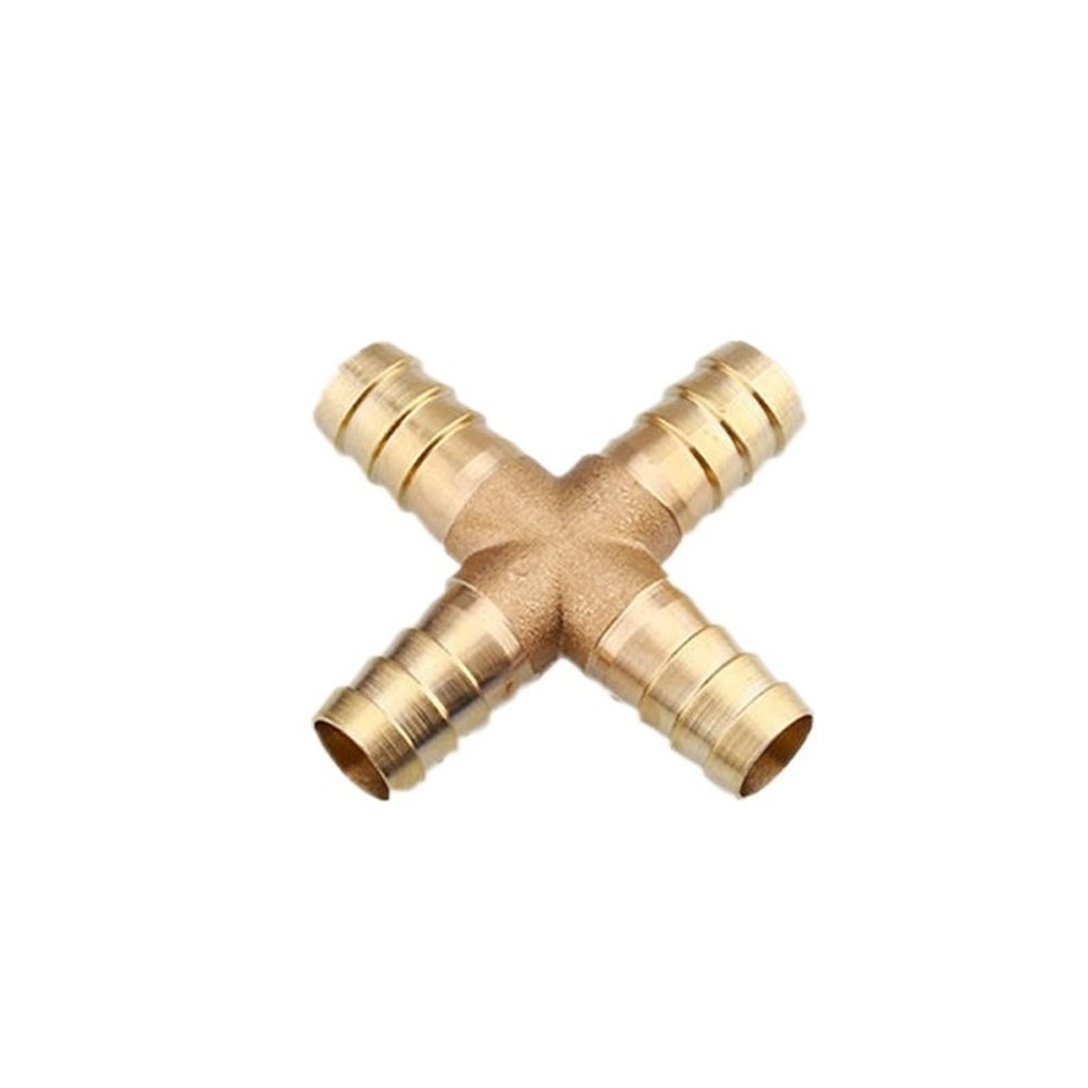 Brass T-Style Hose Barb Pipe Fitting for Water, Gas, and Air, TXYL Type, 10 mm Barb