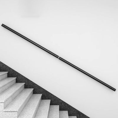 Stair Railing Stainless Steel Handrail, 210 cm, Black, 5.1 cm Tube with Wall Mount