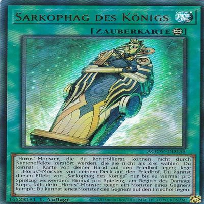 AGOV-DE058 - King's Sarcophagus - Ultra Rare - 1st Edition - German - Age of Overlord - with LMS Trading Yu-Gi-Oh! Field Center Card
