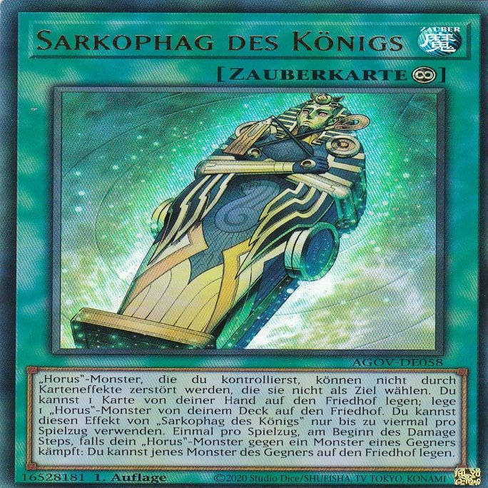 AGOV-DE058 - King's Sarcophagus - Ultra Rare - 1st Edition - German - Age of Overlord - with LMS Trading Yu-Gi-Oh! Field Center Card