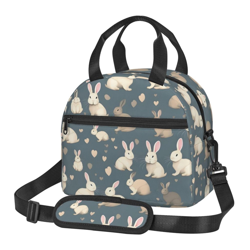 MDATT Insulated Lunch Bag with Rabbit Background, Adjustable Shoulder Strap, Cooler Bag for Women, MC700
