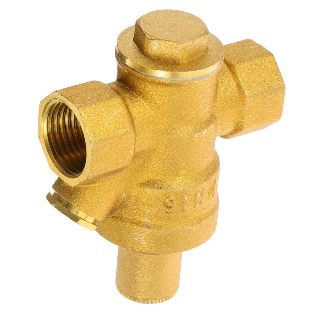 Adjustable 1/2-Inch Brass Water Pressure Reducer, Yellow