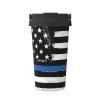KIROJA Blue Thin Line Insulated Coffee Mug with USA Flag view 1
