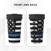 KIROJA Blue Thin Line Insulated Coffee Mug with USA Flag view 3