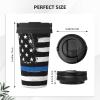 KIROJA Blue Thin Line Insulated Coffee Mug with USA Flag view 4