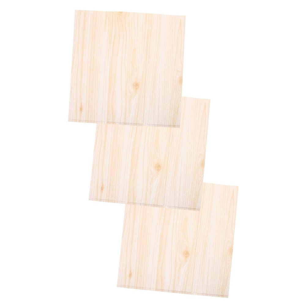 Beige Wood-Grain Self-Adhesive Wall Stickers, 3-Piece Set