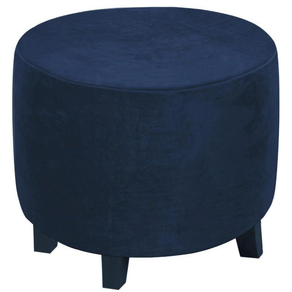 Round Ottoman Footstool Slipcover, Stretch Velvet, 65 x 65 cm, Color #6