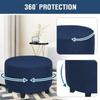 Round Ottoman Footstool Slipcover, Stretch Velvet, 65 x 65 cm, Color #6 view 4