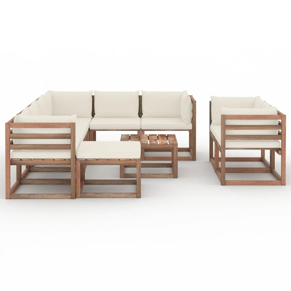 BUKSCYJS 10-Piece Garden Lounge Set with Cushions, Cream