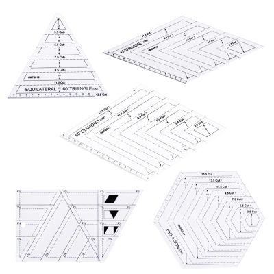 5-Piece Acrylic Quilt Ruler Set with Geometric Shapes