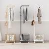 Elegant White Metal Coat Rack with Storage Basket view 2