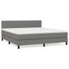 Festnight 180x200 cm Double Box Spring Bed with Mattress, Headboard and Slatted Base, Dark Gray view 2