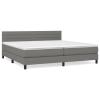 Festnight 200x200 cm Double Box Spring Bed with Mattress, Upholstered Headboard, Dark Gray view 2
