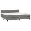 Festnight 200x200 cm Double Box Spring Bed with Mattress, Upholstered Headboard, Dark Gray view 3