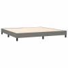 Festnight 200x200 cm Double Box Spring Bed with Mattress, Upholstered Headboard, Dark Gray view 4