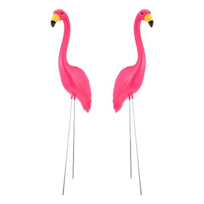 2-Piece HDPE Flamingo Garden Stakes, Realistic Garden Decor
