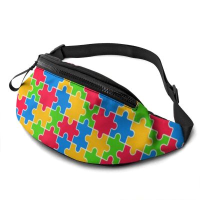 Travel Fanny Pack with Headphone Port, Adjustable Strap, Colorful Puzzle Pattern