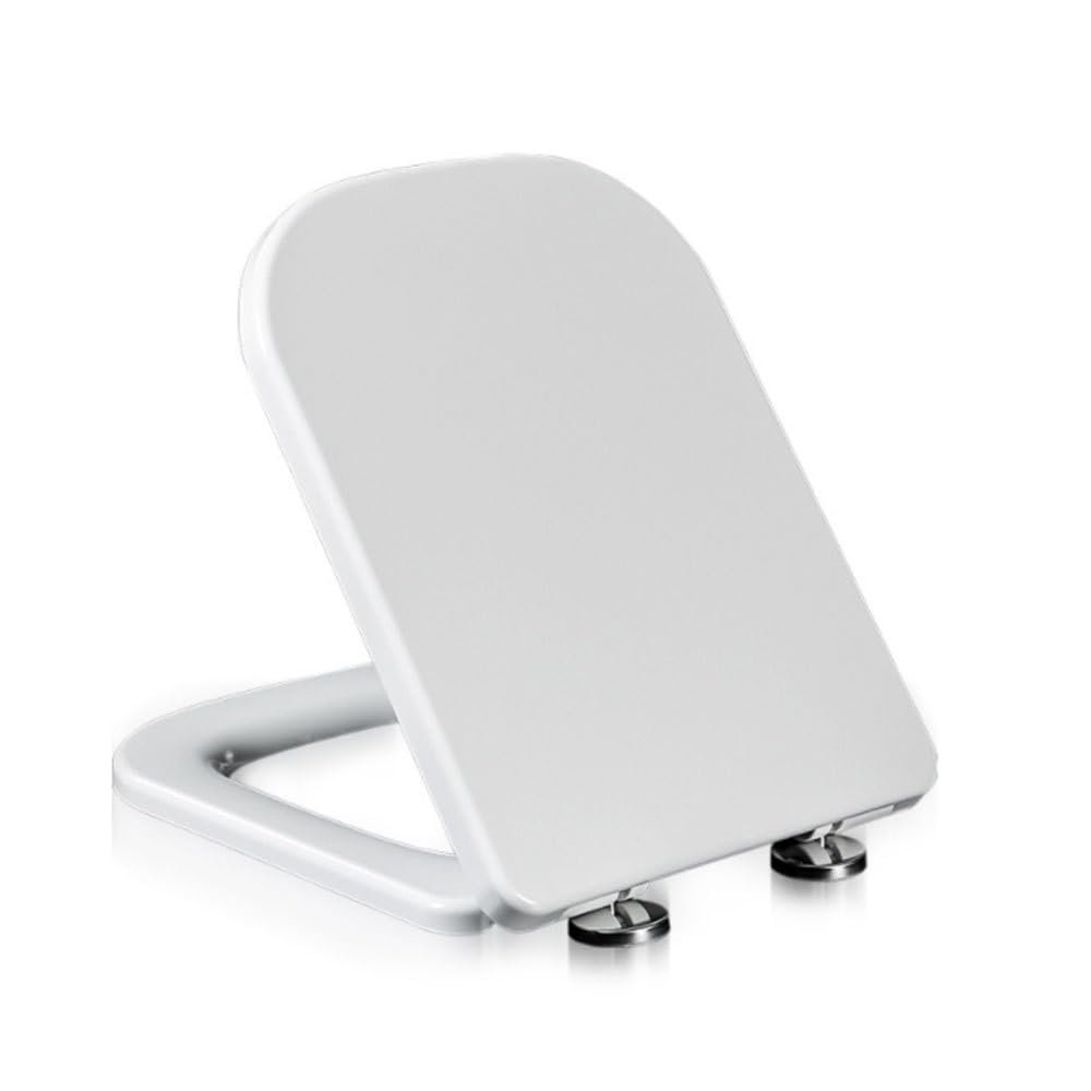 Modern Square Toilet Seat with Soft-Close, Quick-Release and Adjustable Hinges
