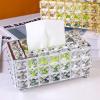 Glomora Light Luxury Crystal Facial Tissue Holder, Elegant Silver Tissue Dispenser Box view 2