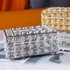 Glomora Light Luxury Crystal Facial Tissue Holder, Elegant Silver Tissue Dispenser Box view 3
