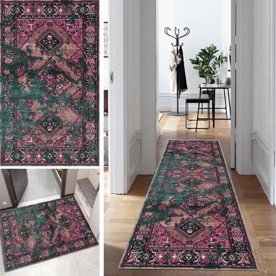 Mogetal Boho Runner Rug, Non-Slip, Washable, 100 x 500 cm, Colorful Vintage