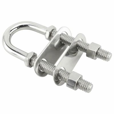 GOPEO Marine Boat 304 Stainless Steel U-Bolt, 10 mm Bow Shank Diameter, 3/8" Stern Eye, 5" Length, Cleat Rigging Hardware
