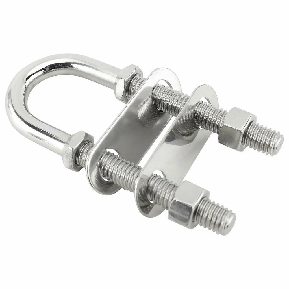 GOPEO Marine Boat 304 Stainless Steel U-Bolt, 10 mm Bow Shank Diameter, 3/8" Stern Eye, 5" Length, Cleat Rigging Hardware