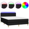 Festnight Upholstered Box Spring Bed with Mattress and LED, 140 x 200 cm, Black view 2