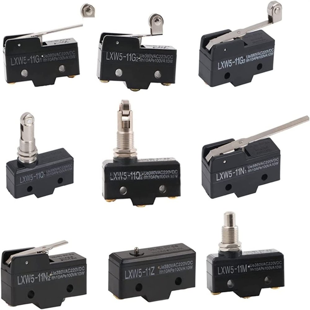 10-Pack Microswitch Replacement Parts, LXW5 11N1/11N2/11G1/11G2/11G3/11Q1/11Q2/11D1/11M, Travel Switch Button Limit Switch, 3 Screw Terminals, Copper Contact