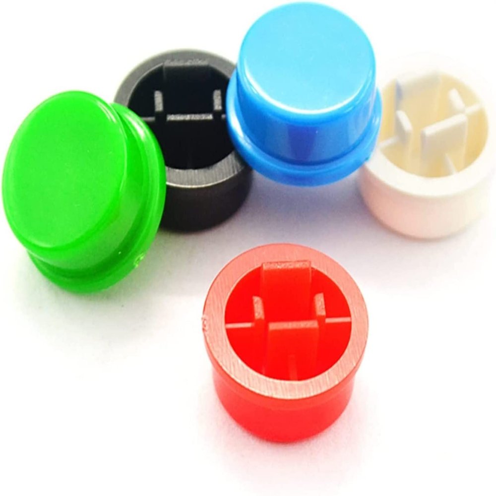 50-Piece Round Tactile Keycap Kits, 9.58 × 5.1 mm, for 12 × 12 × 7.3 mm Micro Tactile Switches, Red