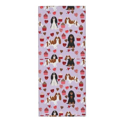 EgoMed Hand Towel 30 x 70 cm, Soft Towel for Kitchen, Hotel, Gym, Laundry Room, Cavalier King Charles Spaniel, Mixed Coats, Valentine's Day, Cupcakes, Hearts, Dog
