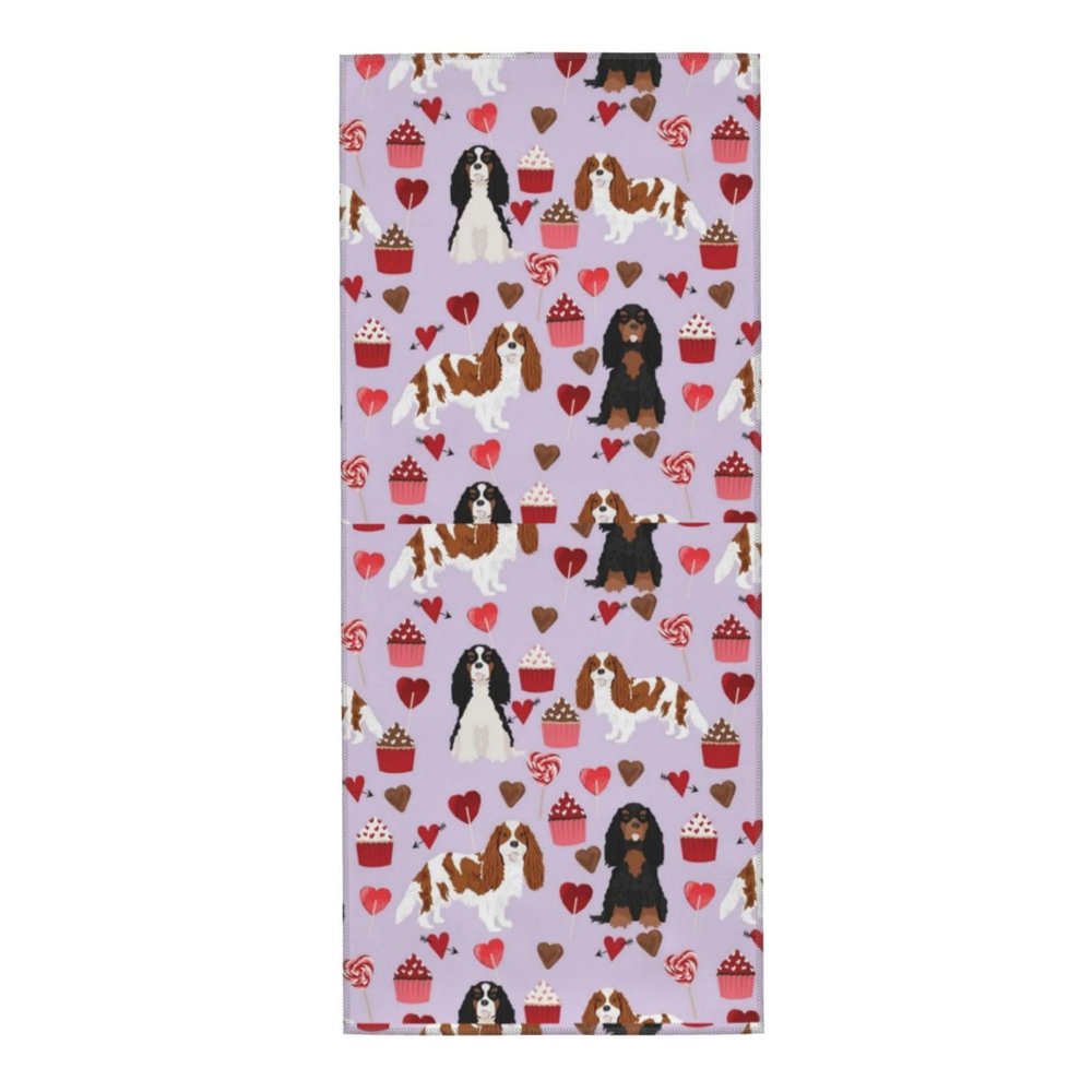 EgoMed Hand Towel 30 x 70 cm, Soft Towel for Kitchen, Hotel, Gym, Laundry Room, Cavalier King Charles Spaniel, Mixed Coats, Valentine's Day, Cupcakes, Hearts, Dog