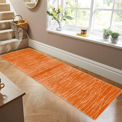 Siunwdiy Orange Abstract Runner Rug, Washable Non-Slip, 50 x 460 cm