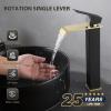 Borlon Waterfall Bathroom Faucet with Metal Pop-Up Drain, Matte Black and Gold, SUS304 Stainless Steel view 4
