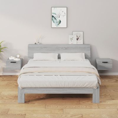 FENLAX Wall-Mounted Nightstands, 2-Piece Set, Sonoma Gray, 34 x 30 x 20 cm