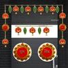 Divyakosh Red Lotus and Leaf Toran with Side Hangings view 1