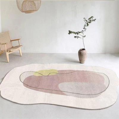 PUIOKA Soft Cashmere-Like Rugs for Living Rooms and Bedrooms, Non-Slip Irregular-Shaped Rugs