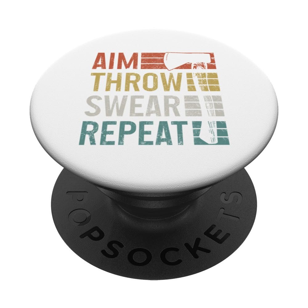 Axe Throwing Target Throw Swear Repeat Funny Axe Thrower PopSockets with Interchangeable PopGrip