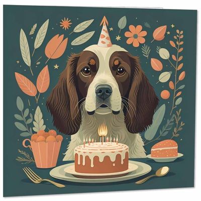 Cocker Spaniel Birthday Card, Cocker Spaniel Dog, 145 x 145 mm