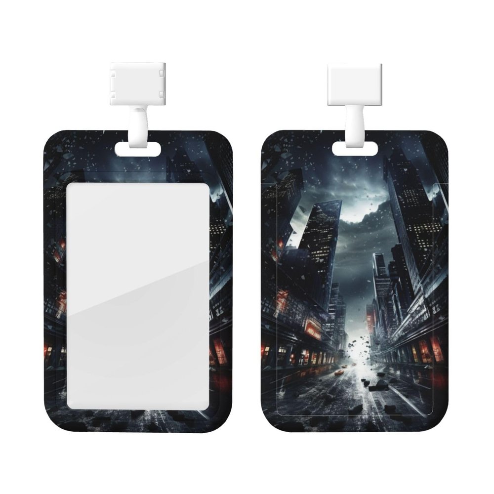 City Night Retractable ID Badge Holder with Lanyard