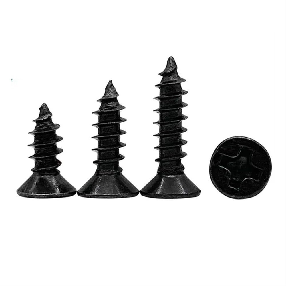100 M1 Black Carbon Steel Phillips Flat Countersunk Self-Tapping Screws