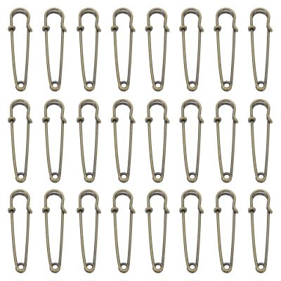 QUARKZMAN Large Safety Pins, 50 mm / 2 in, Bronze, 60-Pack