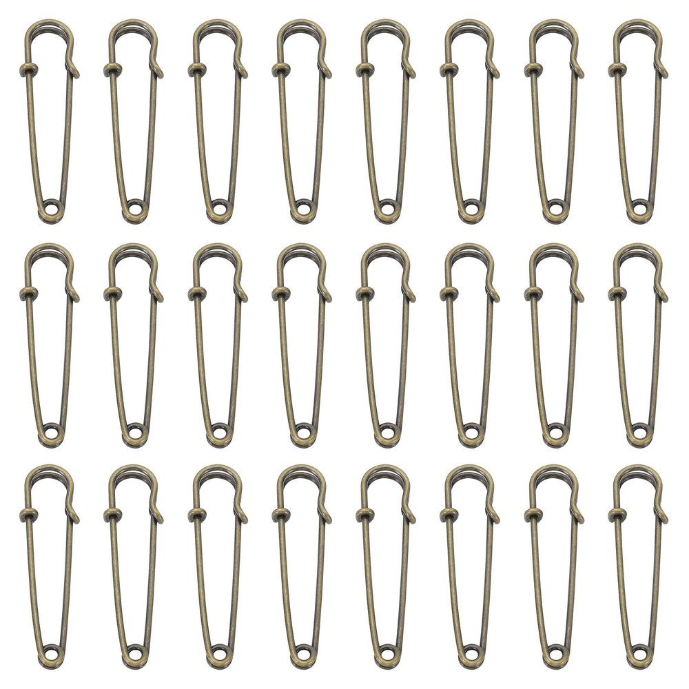 QUARKZMAN Large Safety Pins, 50 mm / 2 in, Bronze, 60-Pack