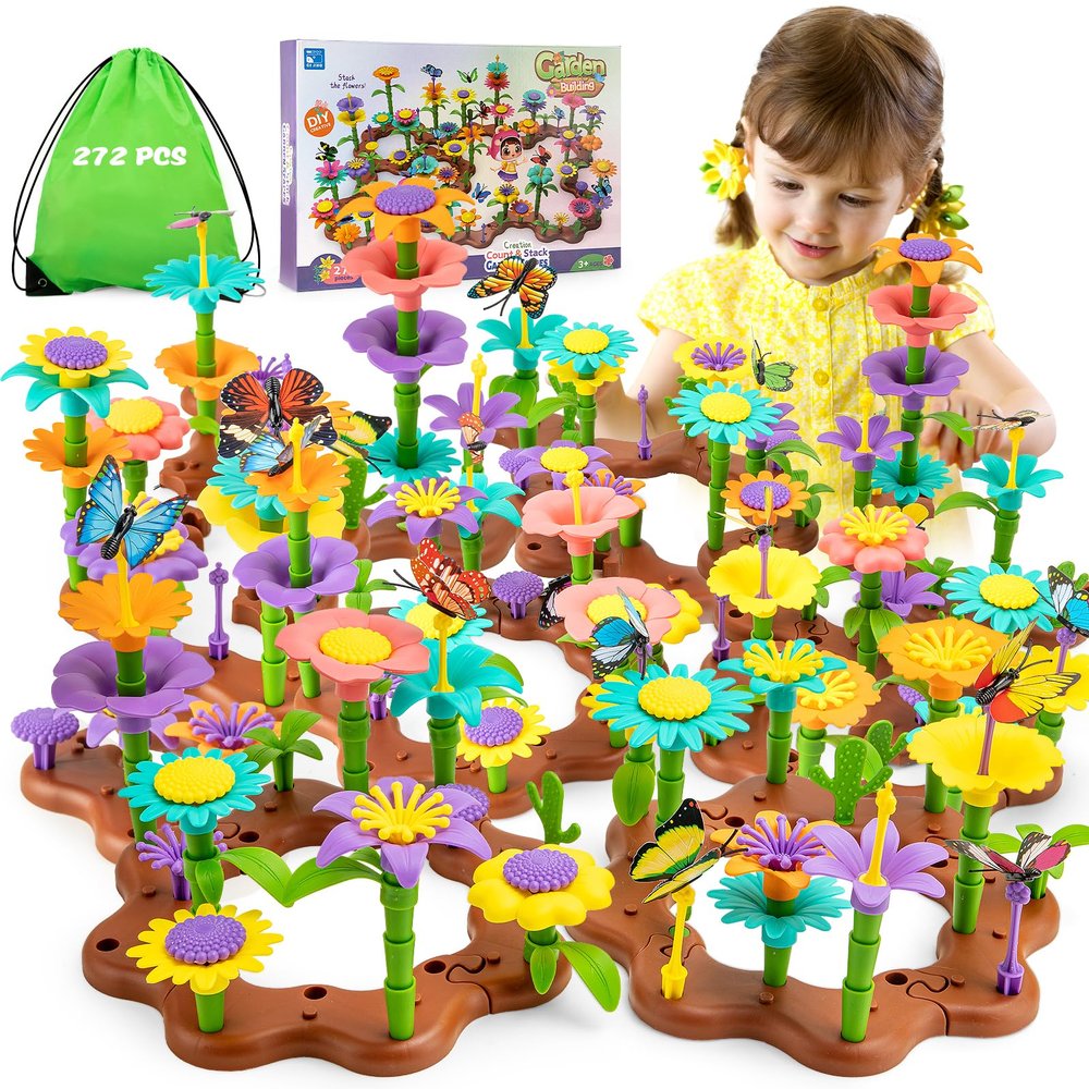 Funsland Flower Garden Building Toy, 272-Piece DIY Bouquet Set for Girls Ages 3+