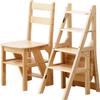 Folding Solid Pinewood Ladder Chair, 4-Step Stool view 1