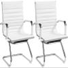 Yaheetech Cantilever Chairs, Set of 2, Visitor Chairs with Armrests, White view 1