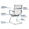 Yaheetech Cantilever Chairs, Set of 2, Visitor Chairs with Armrests, White view 4