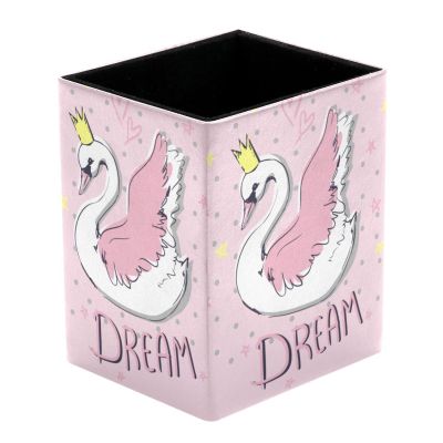 VAPOKF Desk Pen Holder, Crown Swan Dream Prints, Pen and Makeup Brush Organizer