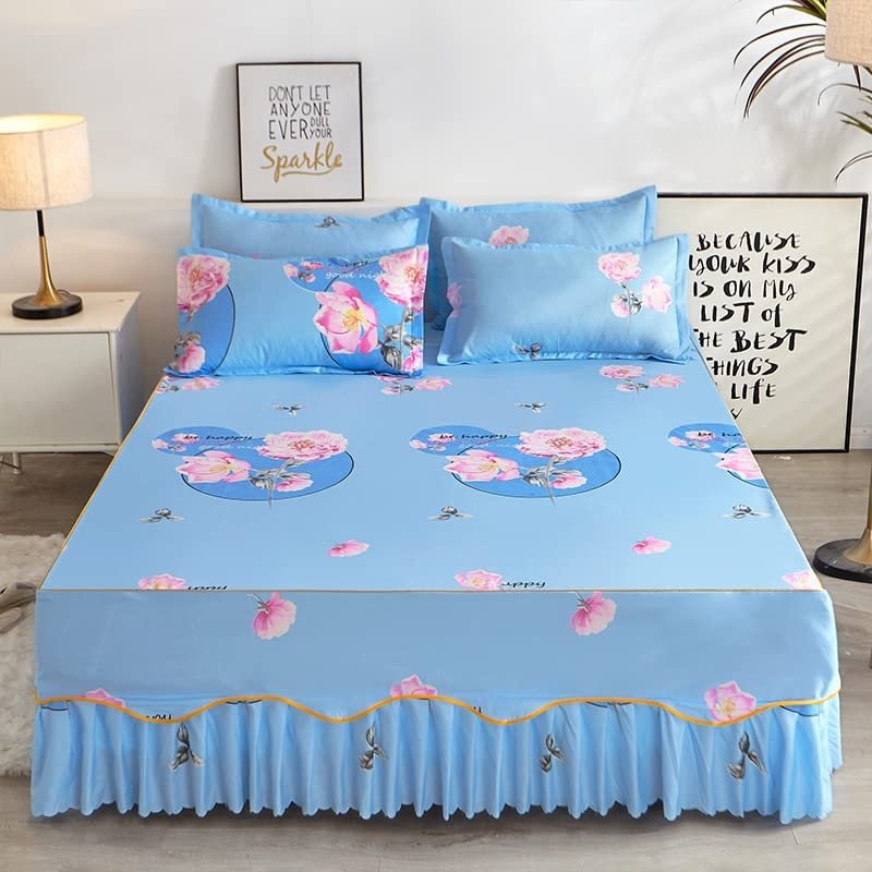 Bed Skirt with Ruffles, Foldable Fitted Sheet, for Queen Beds, 150 x 200 cm / 180 x 200 cm, 120 x 200 cm, Color K